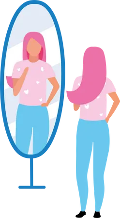 Woman looking at mirror  Illustration
