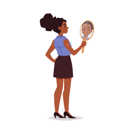 Woman looking at mirror  Illustration
