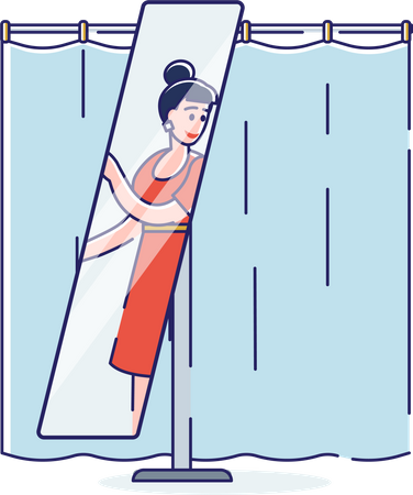 Woman looking at mirror  Illustration