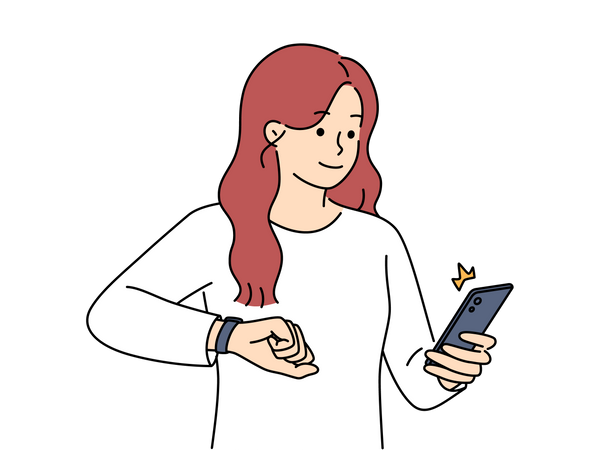 Woman looking at mobile phone  Illustration