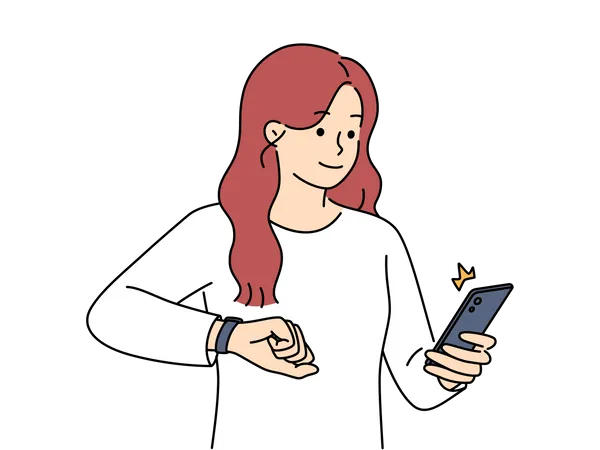 Woman looking at mobile phone  Illustration