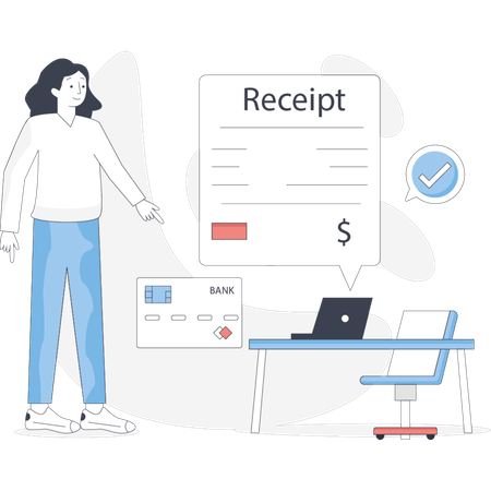 Woman looking at online receipt  Illustration