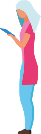 Woman looking at phone  Illustration