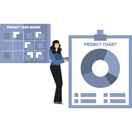 Woman Looking At Project Chart  Illustration