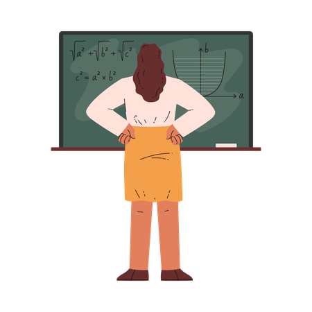 学校の掲示板を見ている女性  イラスト