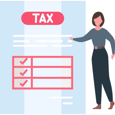 The Girl Is Looking At The Tax List Illustration