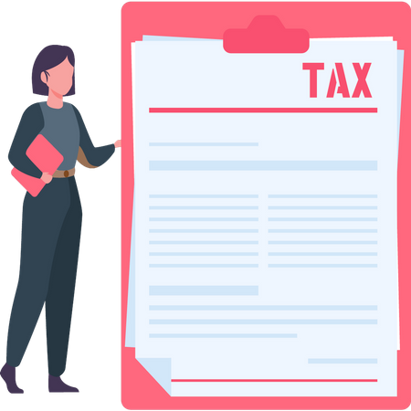 Woman  looking at tax papers  Illustration