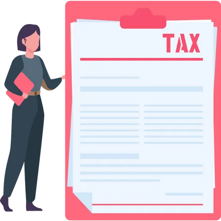 Woman  looking at tax papers  Illustration