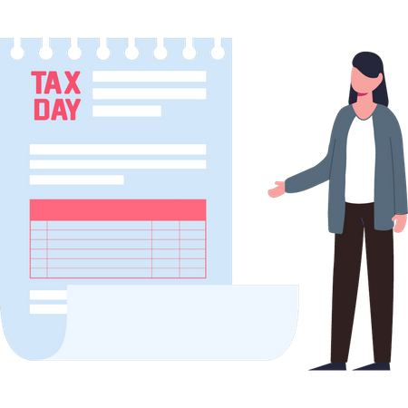 Woman looking at tax sheet  Illustration