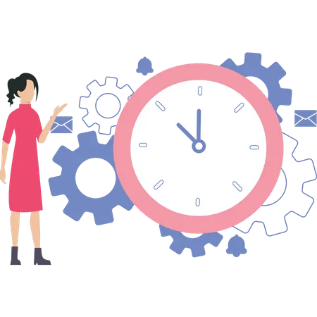 Woman looking at time setting  Illustration