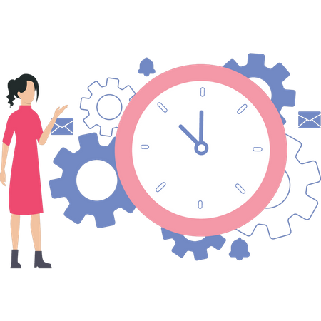 Woman looking at time setting  Illustration