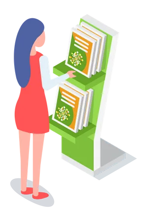 Woman looking brochure  Illustration