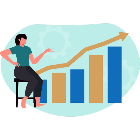 Woman looking business growth graph  Illustration