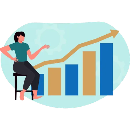 Woman looking business growth graph  Illustration