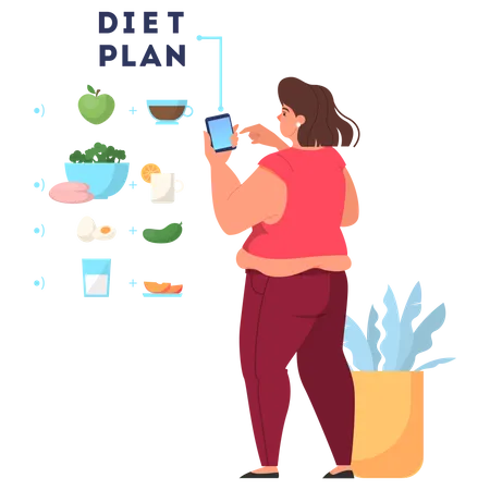 Woman looking diet plan  Illustration