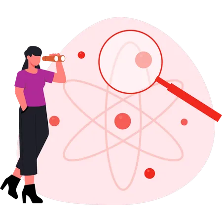 Woman looking DNA research  Illustration