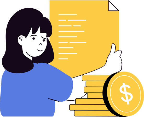 Woman looking financial document  Illustration