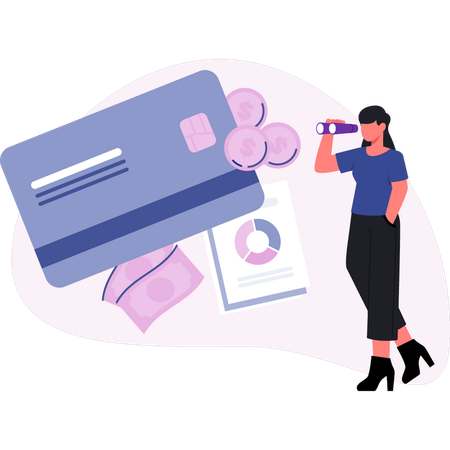 Woman looking financial money  Illustration