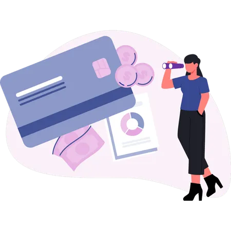 Woman looking financial money  Illustration