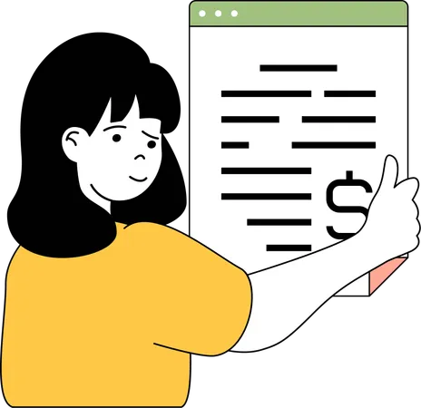 Woman looking financial report  Illustration