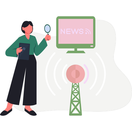 Woman looking for Antenna News  Illustration