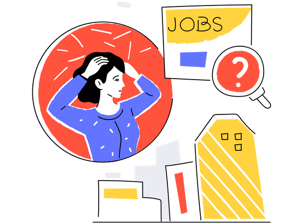 Woman looking for available vacancies Illustration
