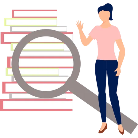 Woman looking for books  Illustration