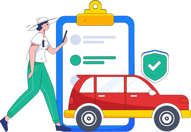 Woman looking for car insurance  Illustration