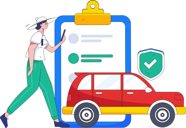 Woman looking for car insurance  Illustration