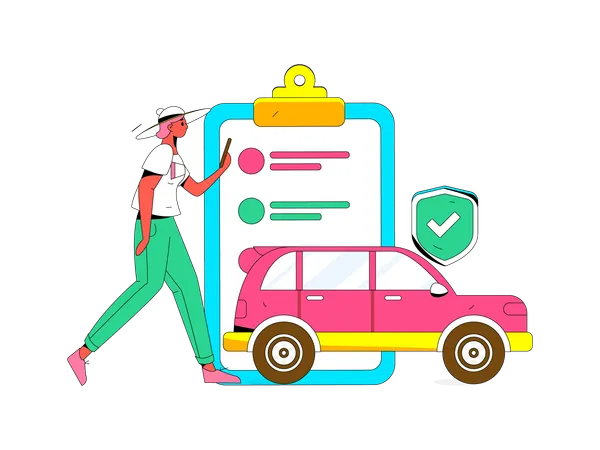 Woman looking for car insurance  Illustration