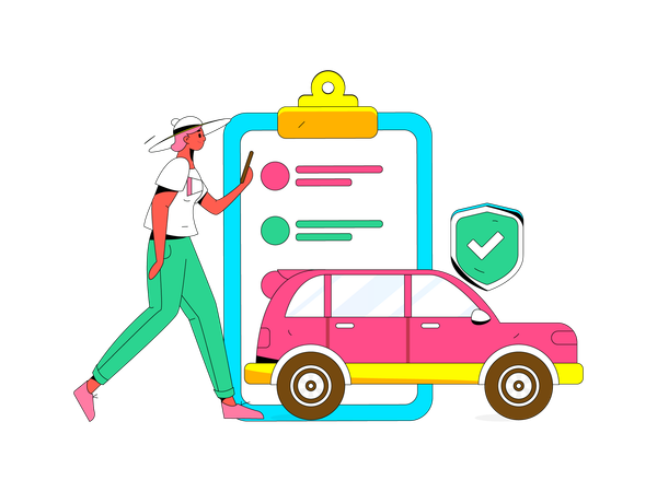 Woman looking for car insurance  Illustration