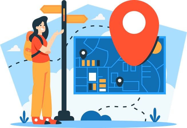 Woman looking for direction  Illustration