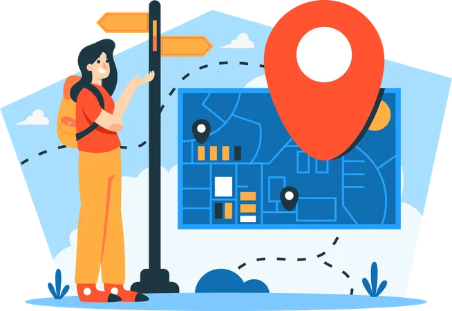 Woman looking for direction  Illustration