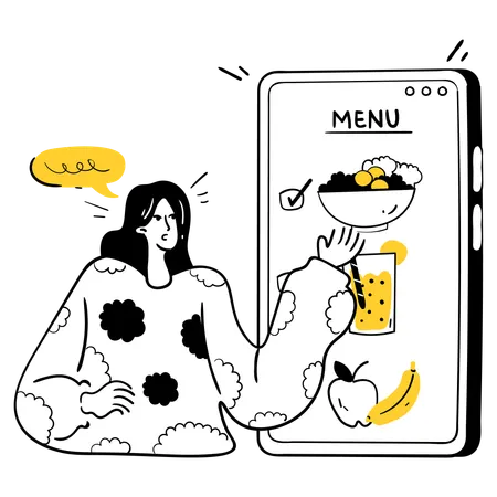 Woman looking for healthy food options  Illustration