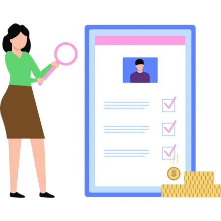 Woman looking for insurance policy  Illustration