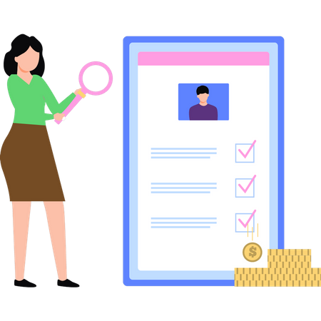 Woman looking for insurance policy  Illustration