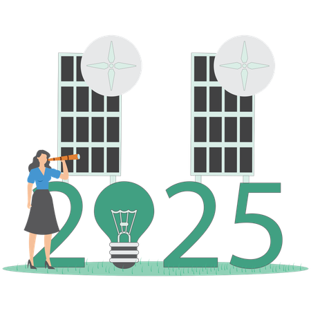 Woman looking for renewable energy vision  Illustration