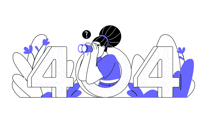Woman looking for something using binoculars through number 404  Illustration