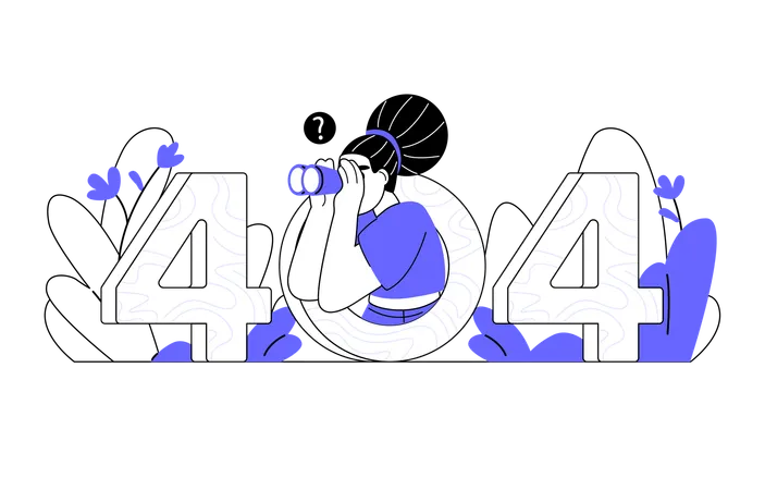 Woman looking for something using binoculars through number 404  Illustration