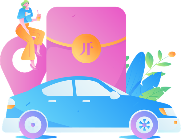 Woman looking for Taxi service  Illustration