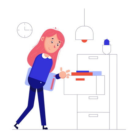 Woman looking for the right documents Illustration