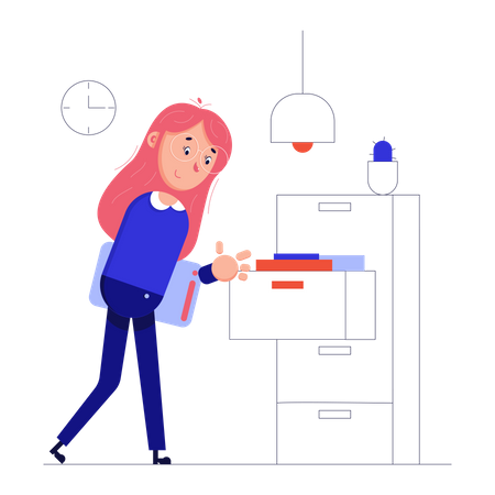 Woman looking for the right documents  Illustration