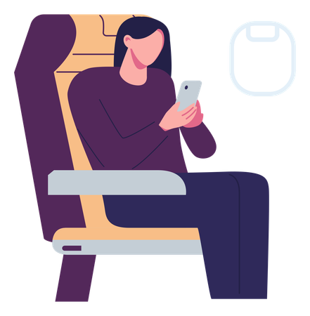 Woman looking from aero plane window  Illustration