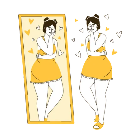 Woman looking in mirror  Illustration