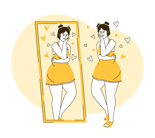 Woman looking in mirror  Illustration