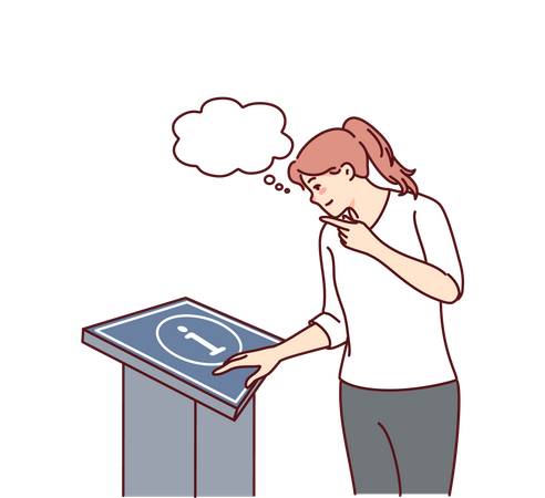 Woman looking information  イラスト