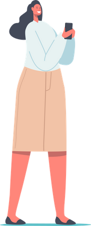 Woman looking into smartphone  イラスト