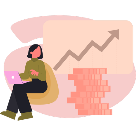 Woman looking investment graph  Illustration