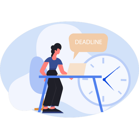 Woman looking meeting deadline  Illustration