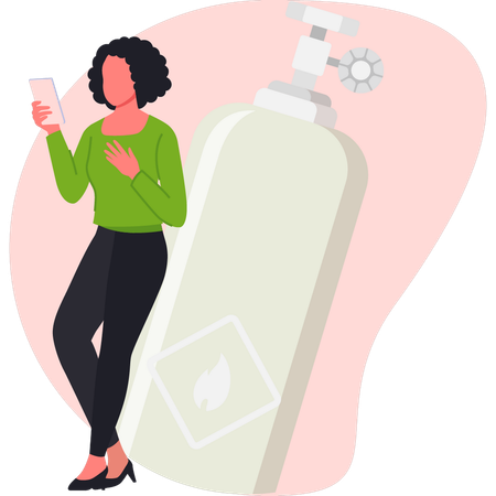 Woman  looking mobile  Illustration
